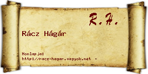 Rácz Hágár névjegykártya